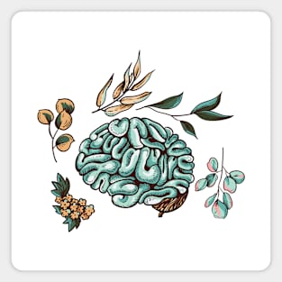 human brain flowers leaves Magnet